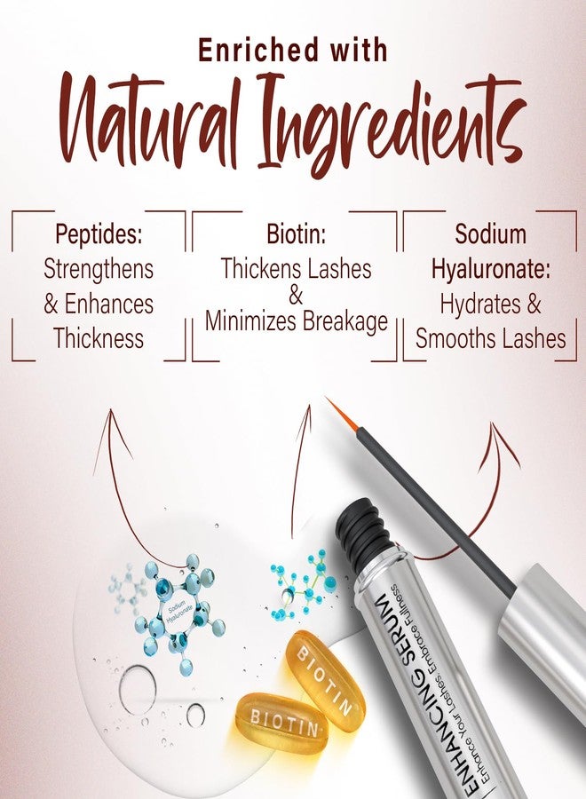 Herbishh Eyelash Enhancing Nourishing Serum for Longer, Thicker Lashes, Safe for Lash Extensions, Fragrance-Free Lash Serum, Sulfate-Free, Travel-Friendly, 0.135 fl. oz - Image 3